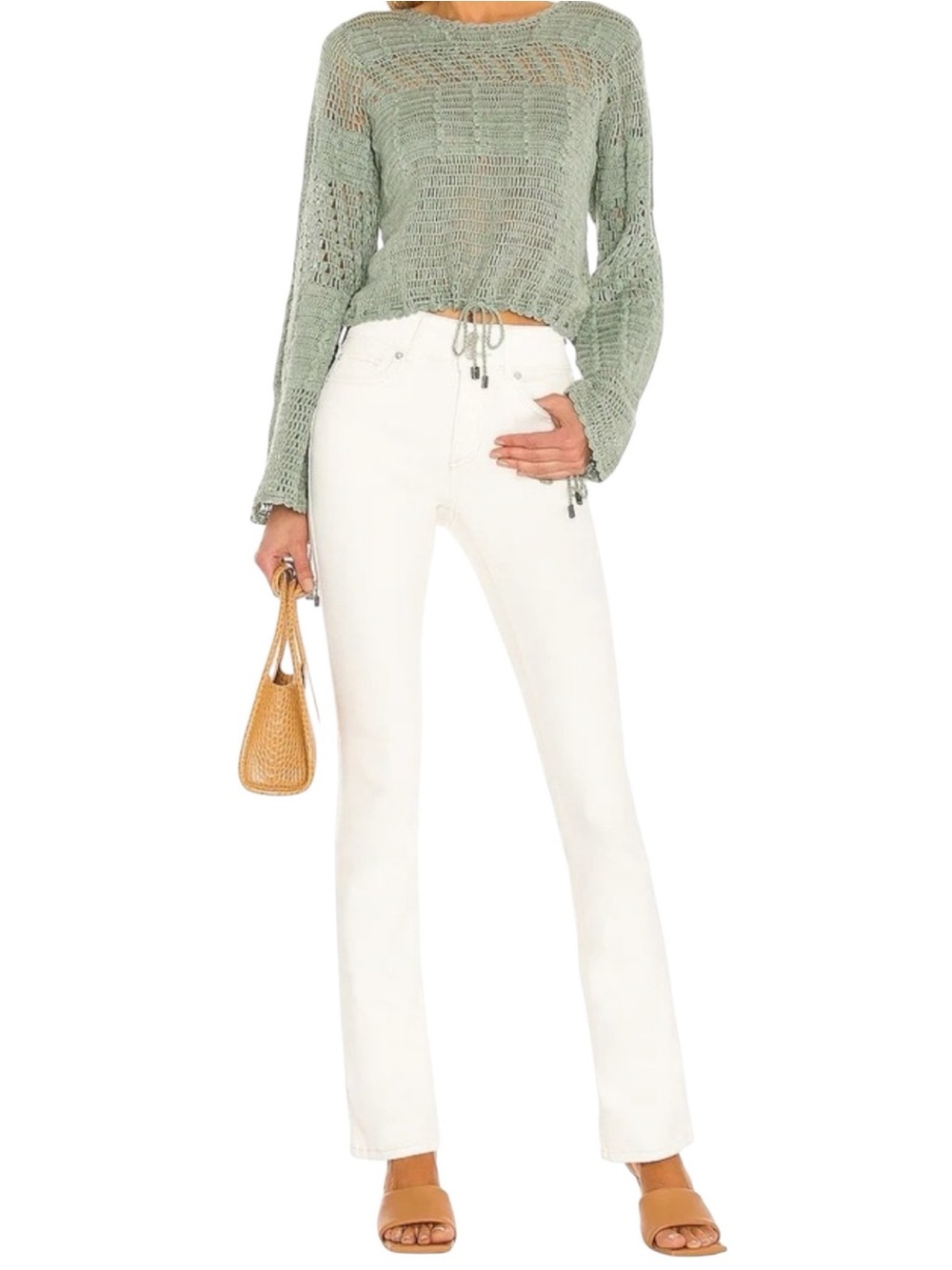 Free People We The Free Shayla Bootcut Jeans Pebble White Cream EUC 29